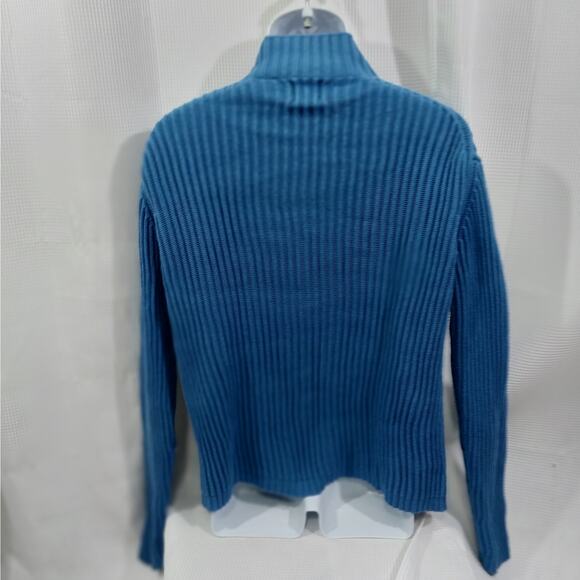 THE GAP! FAB SKY BLUE 100% COTTON RIBBED KNIT MOCK NECK, L/S SWEATER! SZ L - Picture 5 of 9